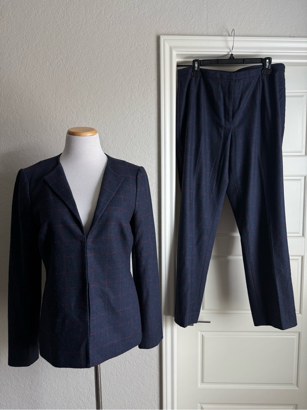 Talbots Wool Windowpane Check Pants - Picture 2 of 6